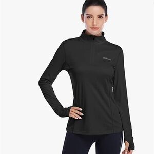 HISKYWIN Womens UPF 50+ Sun Protection Tops Long Sleeve Half-Zip Thumb Hole XXL
